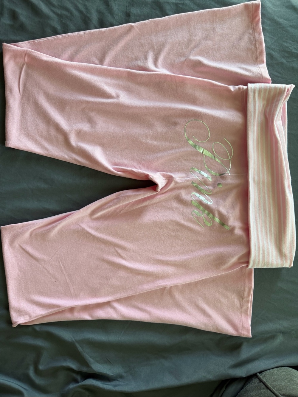 PINK Victoria's Secret Light Pink Capri Lounge Pants with Fold-Over Waistband